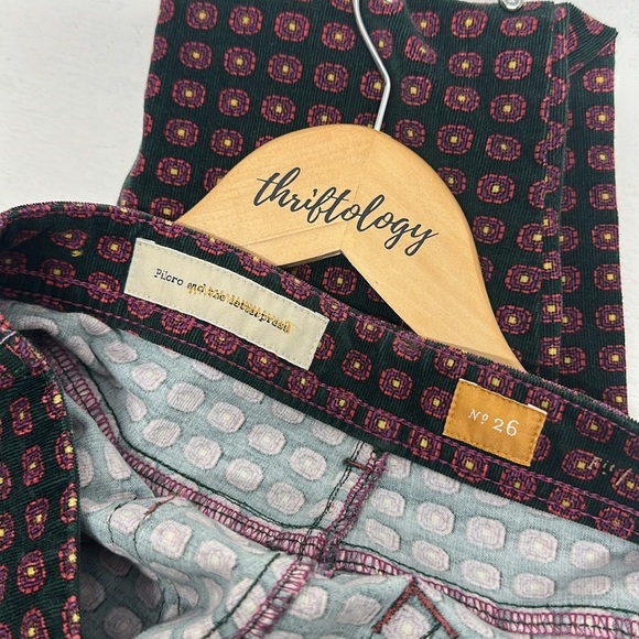 Pilcro and the Letterpress Corduroy Pants Pant Trouser Floral Green Pink Size 26 - Picture 9 of 10